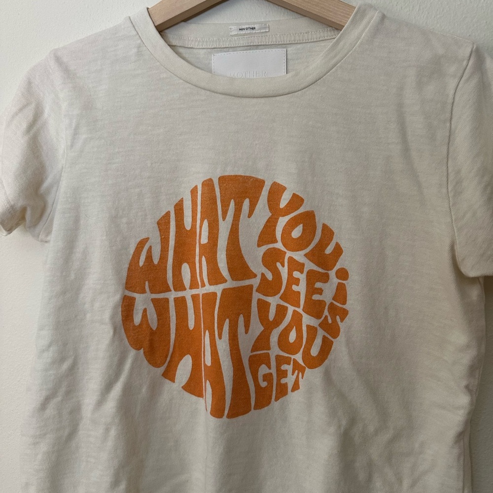 MOTHER Cream Tee with Orange Graphic - Picture 2 of 5